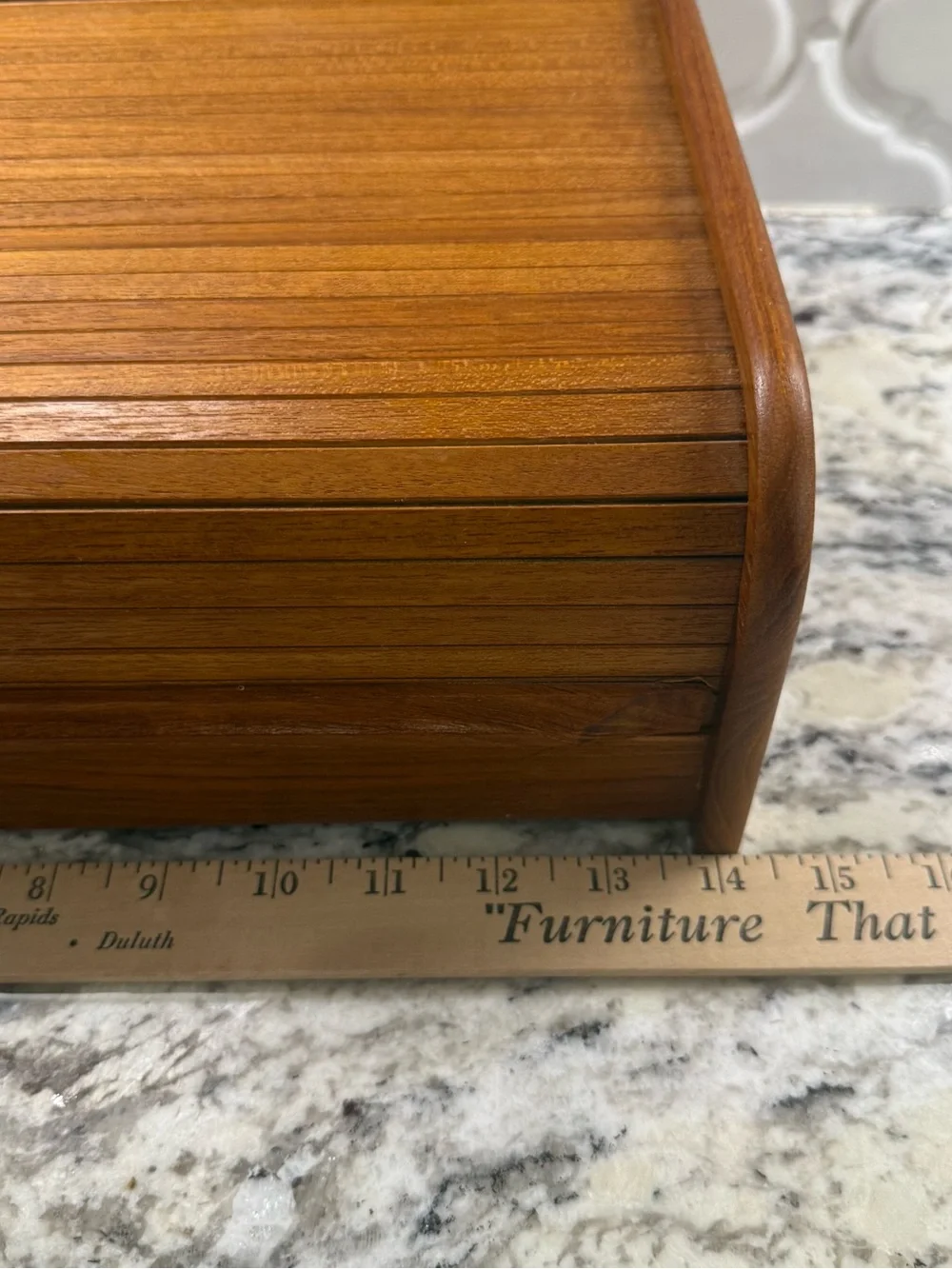 VTG Oak Wood Tambour Roll Top Desk Organizer Mail Sorter ALS Industries MCM